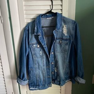 Distressed denim jacket